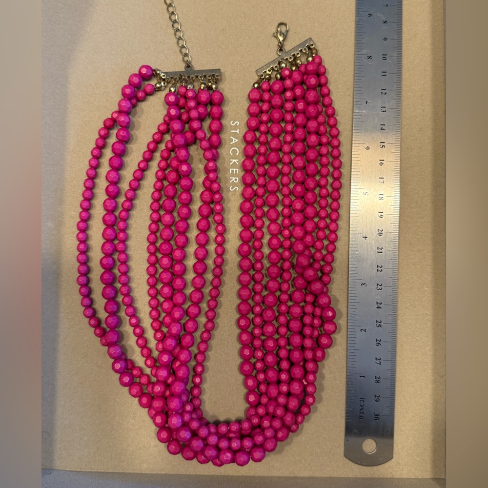 Pink beaded necklace.